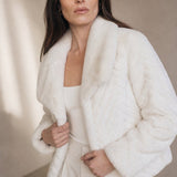Liana Faux Mink Jacket — White, banana_republic product shot