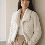 Liana Faux Mink Jacket — White, banana_republic product shot