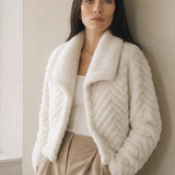 Liana Faux Mink Jacket — White, banana_republic product shot
