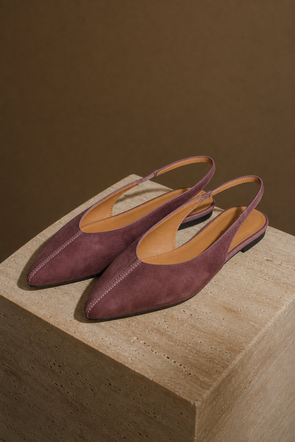 Lido Italian Leather Slingback Flat — Lavender, shoe_pedestal product shot