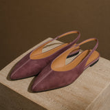 Lido Italian Leather Slingback Flat — Lavender, shoe_pedestal product shot