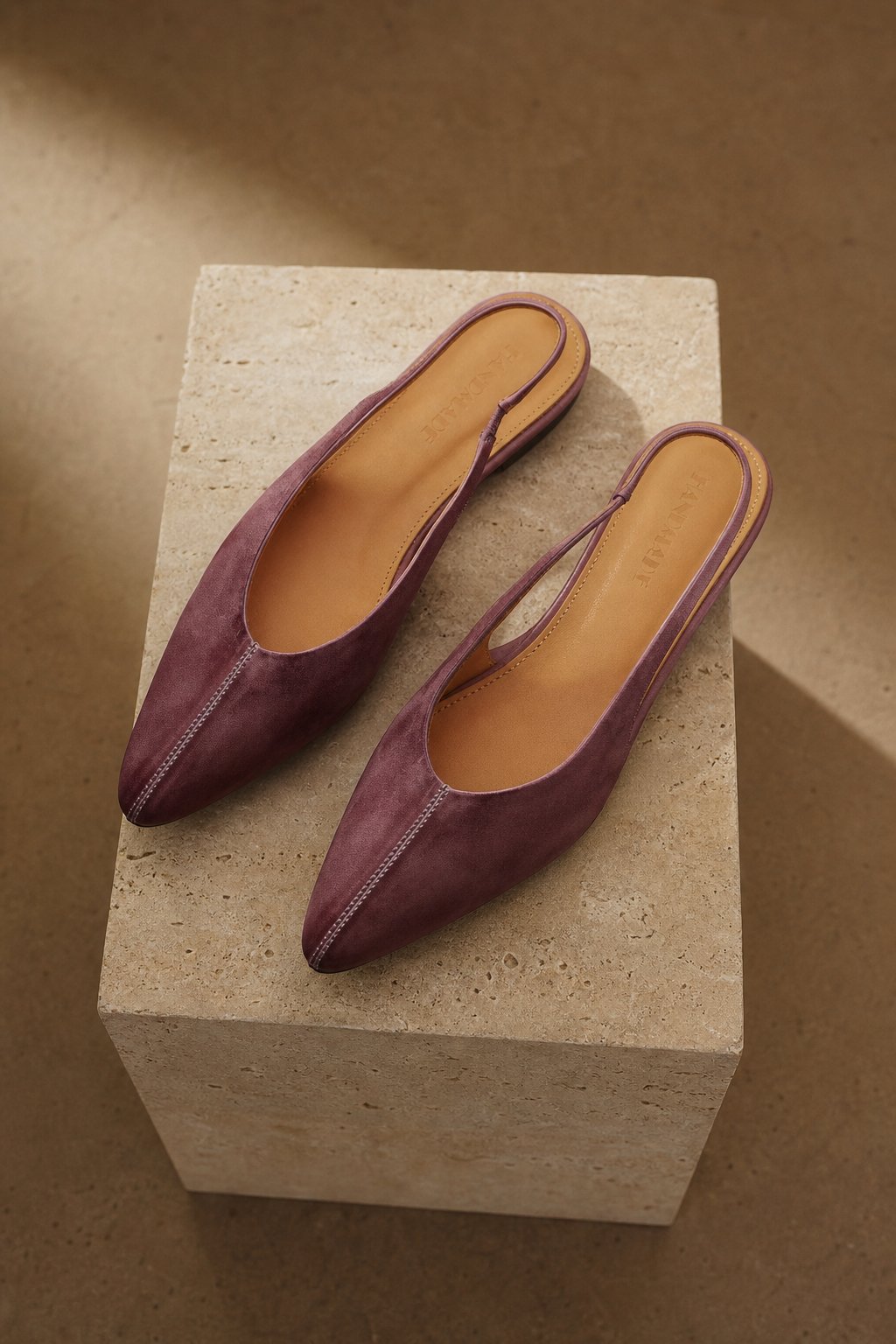 Lido Italian Leather Slingback Flat — Lavender, shoe_pedestal product shot