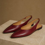 Lido Italian Leather Slingback Flat — Burgundy, shoe_pedestal product shot