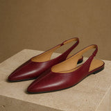 Lido Italian Leather Slingback Flat — Burgundy, shoe_pedestal product shot