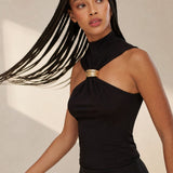 Livia Empress Top — Black, banana_republic product shot