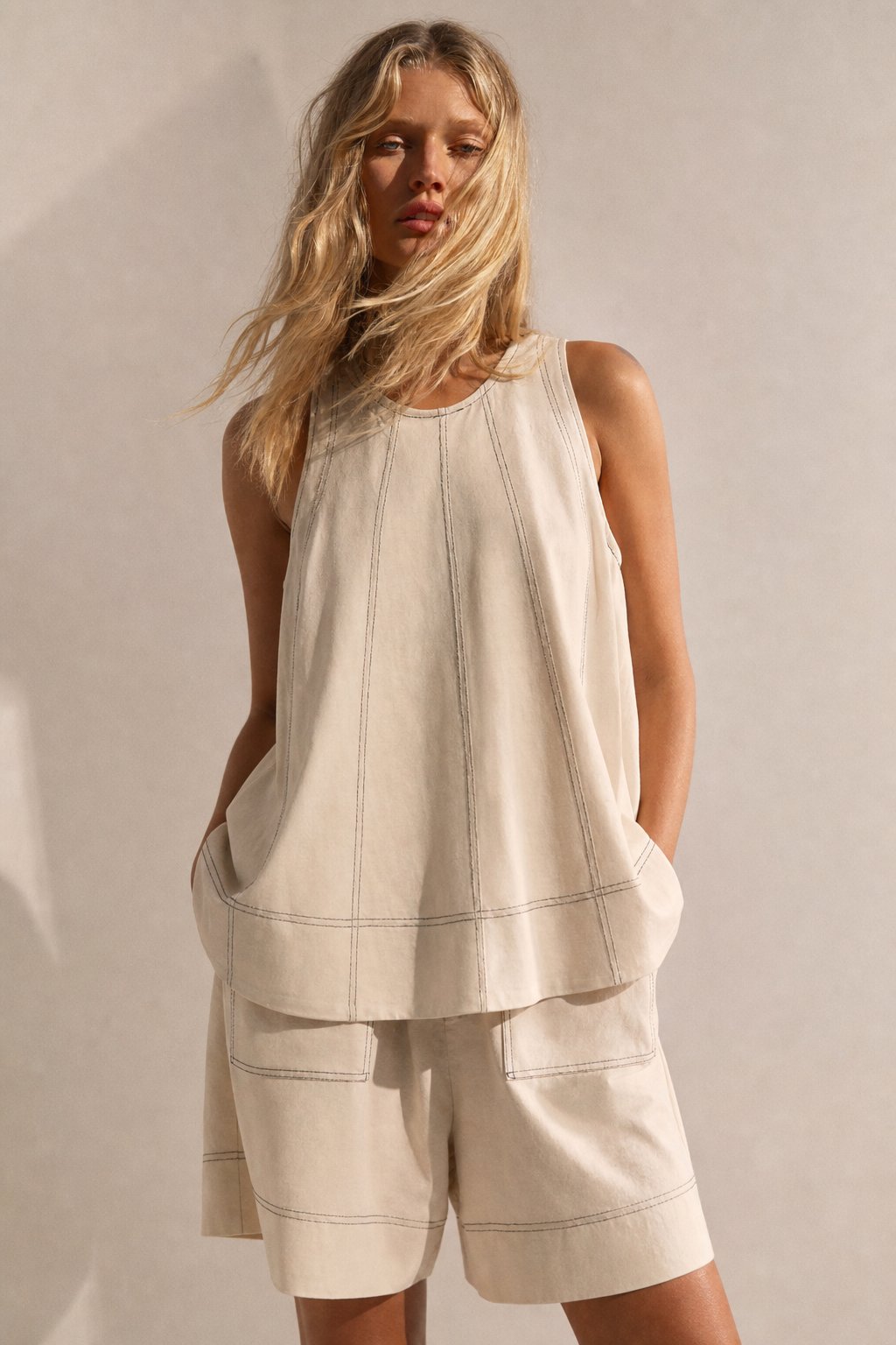 Lucia Romano Two-Piece Set — White, banana_republic product shot