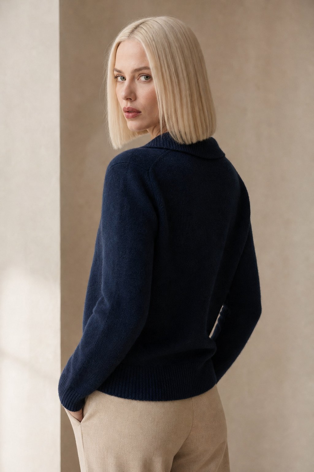 Madison Avenue Cardigan — Navy, studio product shot