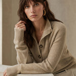 Madison Avenue Cardigan — Camel, studio product shot