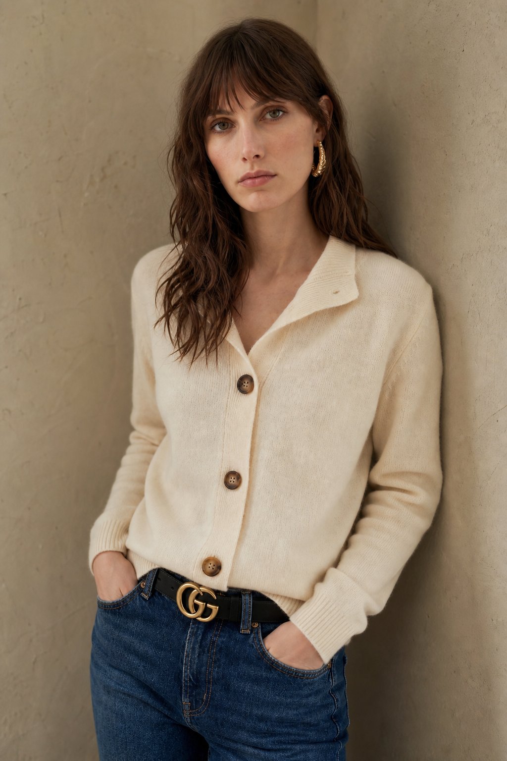 Madison Avenue Cardigan — Ivory, studio product shot