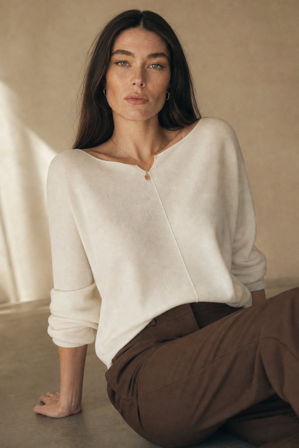 Madison Draped Knit Sweater Top — Milky White, banana_republic product shot