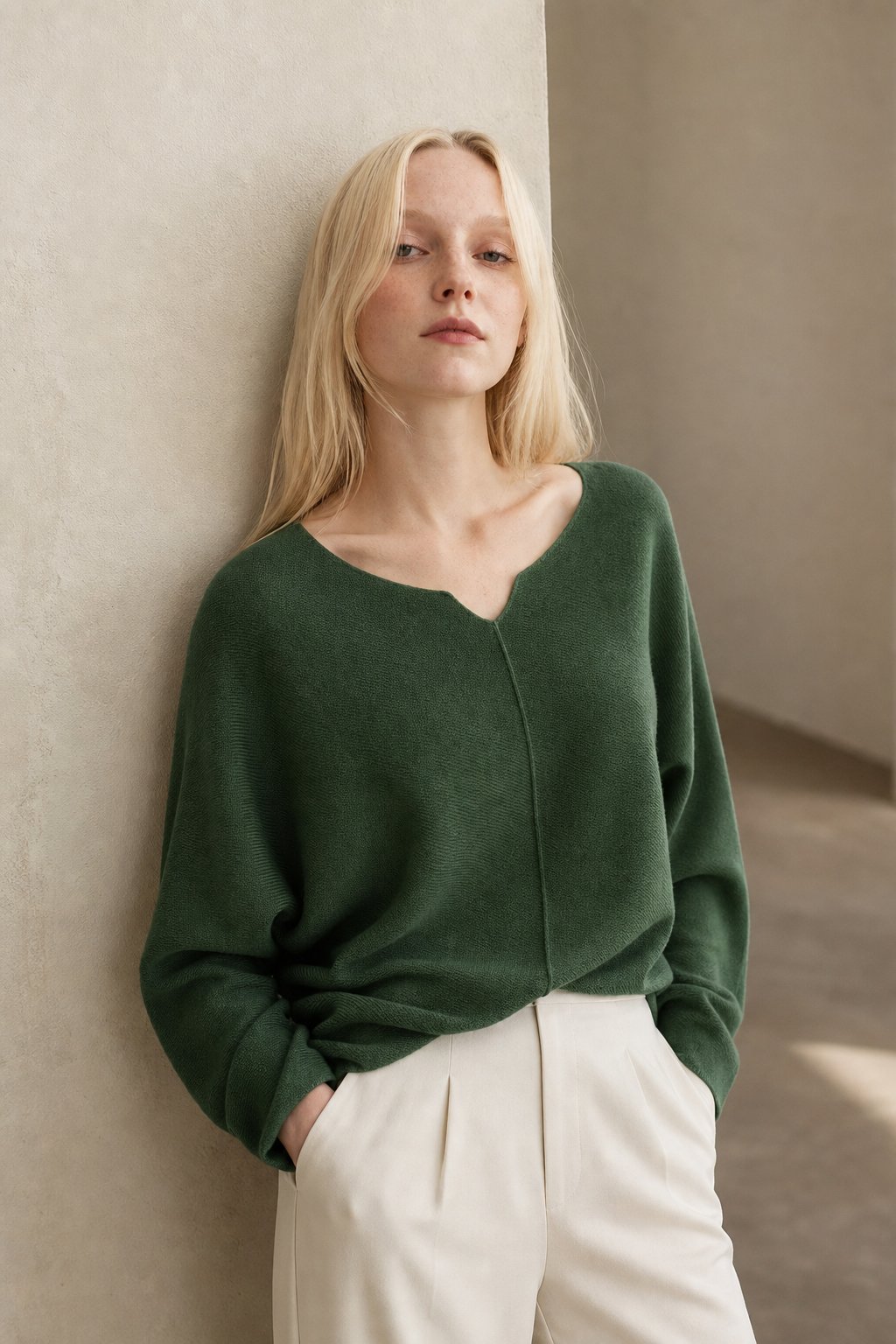 Madison Draped Knit Sweater Top — green, banana_republic product shot