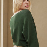 Madison Draped Knit Sweater Top — green, banana_republic product shot