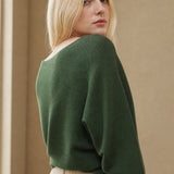 Madison Draped Knit Sweater Top — green, banana_republic product shot
