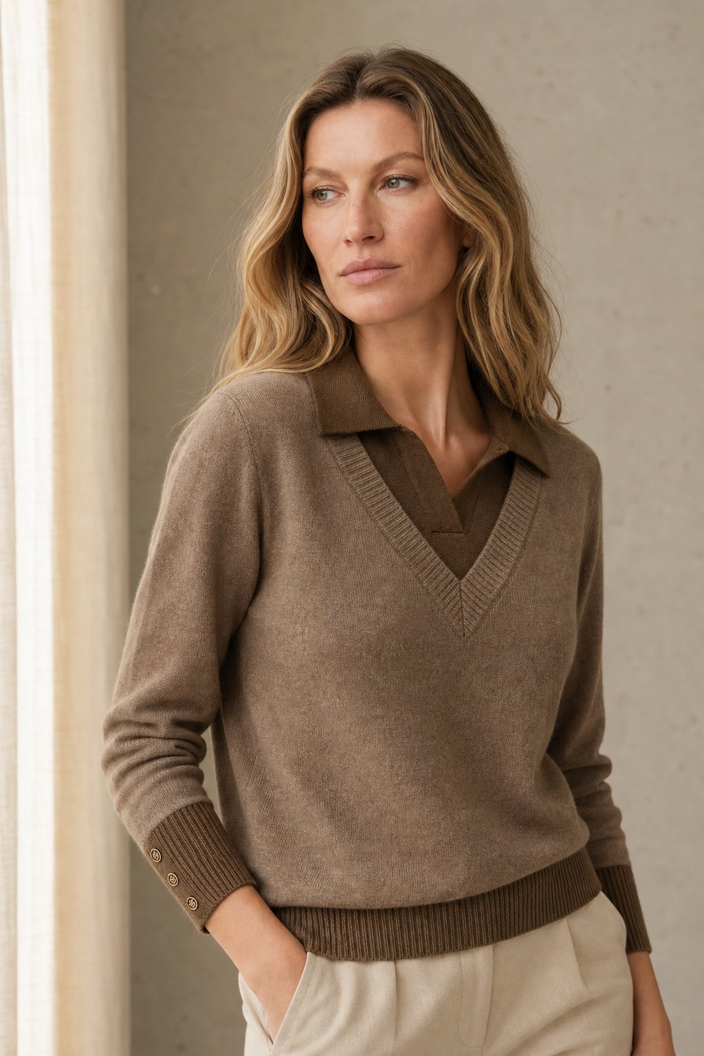 Madison Layered Knit Top — Brown, banana_republic product shot