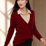 Madison Layered Knit Top — Red, banana_republic product shot