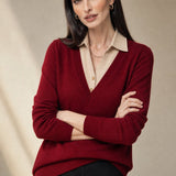 Madison Layered Knit Top — Red, banana_republic product shot