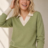 Madison Layered Knit Top — Lime, banana_republic product shot