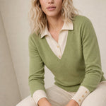 Madison Layered Knit Top — Lime, banana_republic product shot