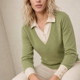 Madison Layered Knit Top — Lime, banana_republic product shot