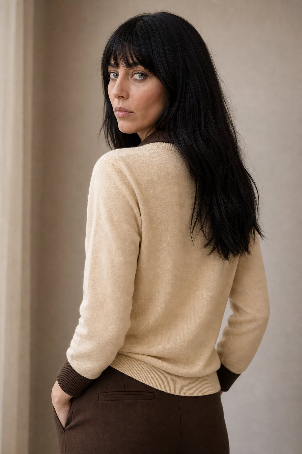 Madison Layered Knit Top — Ivory, banana_republic product shot