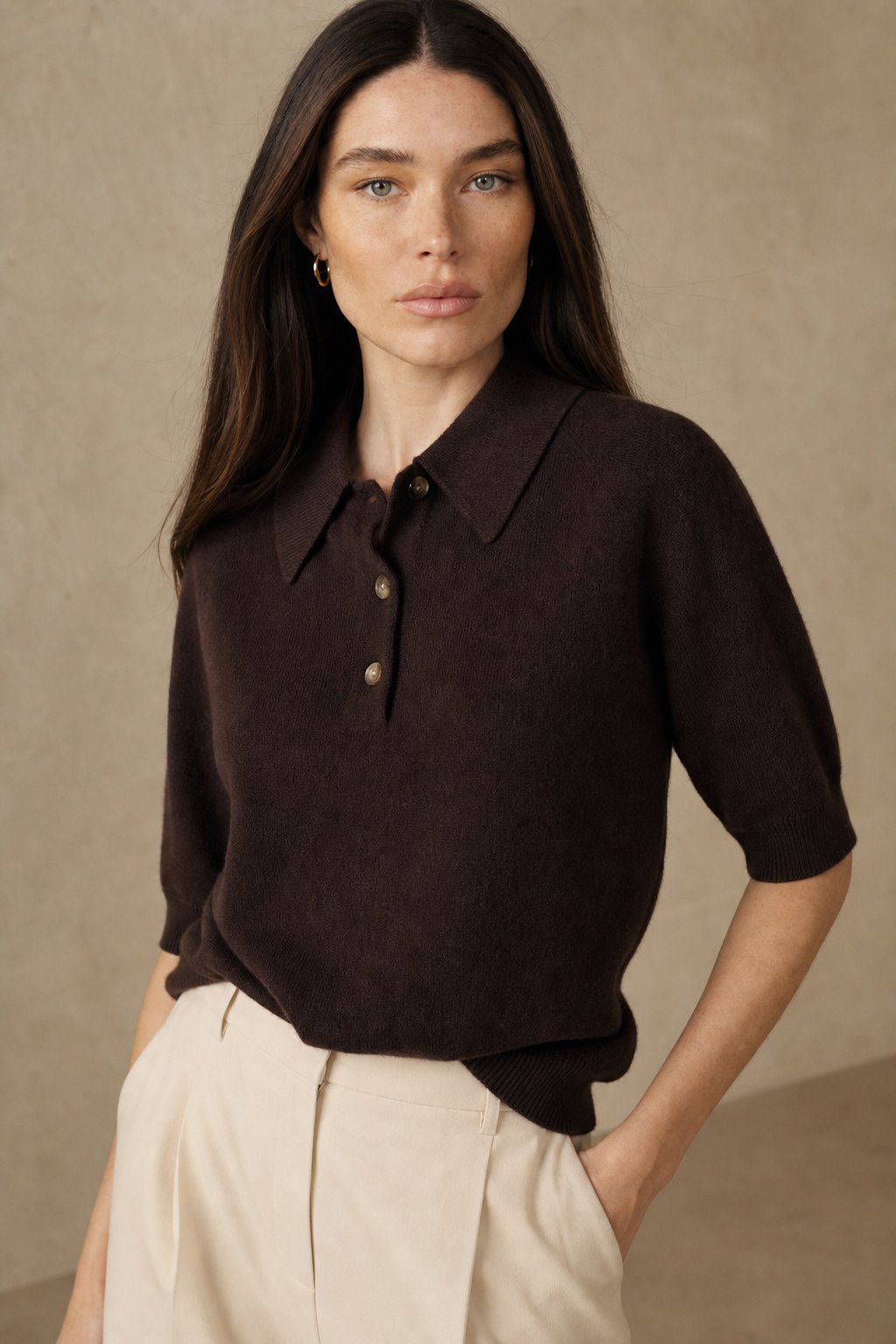 Madison Polo Wool Sweater — Coffee, banana_republic product shot