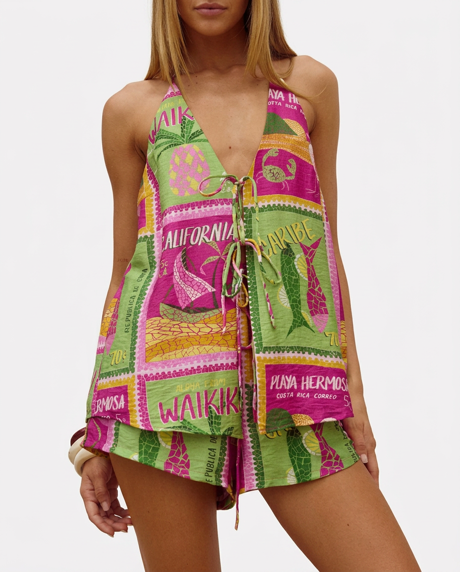 Havana Contrast Lace-Up Set