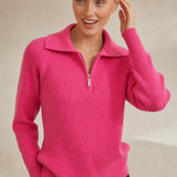 Marceau Ribbed Half-Zip Sweater — Pink, banana_republic product shot