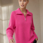Marceau Ribbed Half-Zip Sweater — Pink, banana_republic product shot