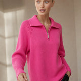 Marceau Ribbed Half-Zip Sweater — Pink, banana_republic product shot