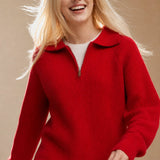 Marceau Ribbed Half-Zip Sweater — Red, banana_republic product shot