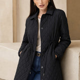 Maren Quilted Long Coat — Black, banana_republic product shot