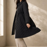 Maren Quilted Long Coat — Black, banana_republic product shot