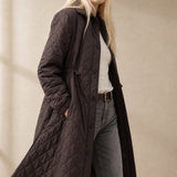 Maren Quilted Long Coat — Brown, banana_republic product shot