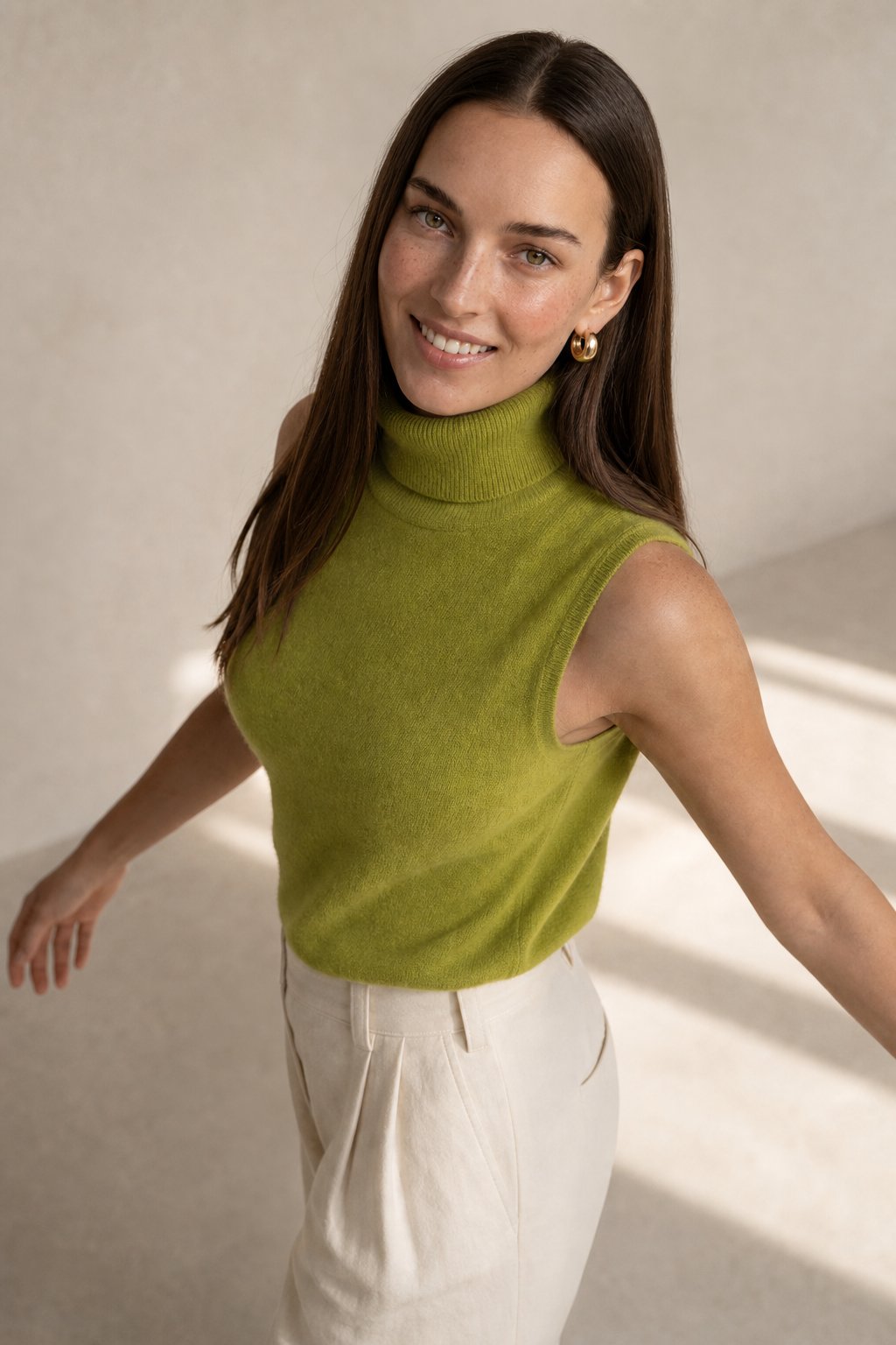Marenton High-Neck Vest — Green, banana_republic product shot