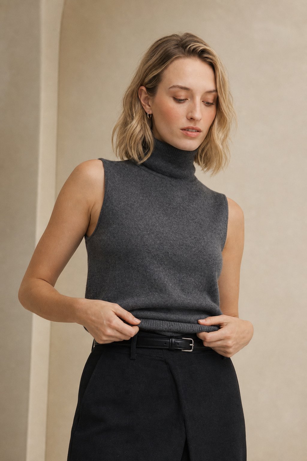 Marenton High-Neck Vest — Gray, banana_republic product shot