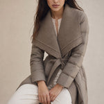Margaux Wool-Trim Down Coat — Khaki, banana_republic product shot