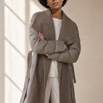 Margaux Wool-Trim Down Coat — Khaki, banana_republic product shot