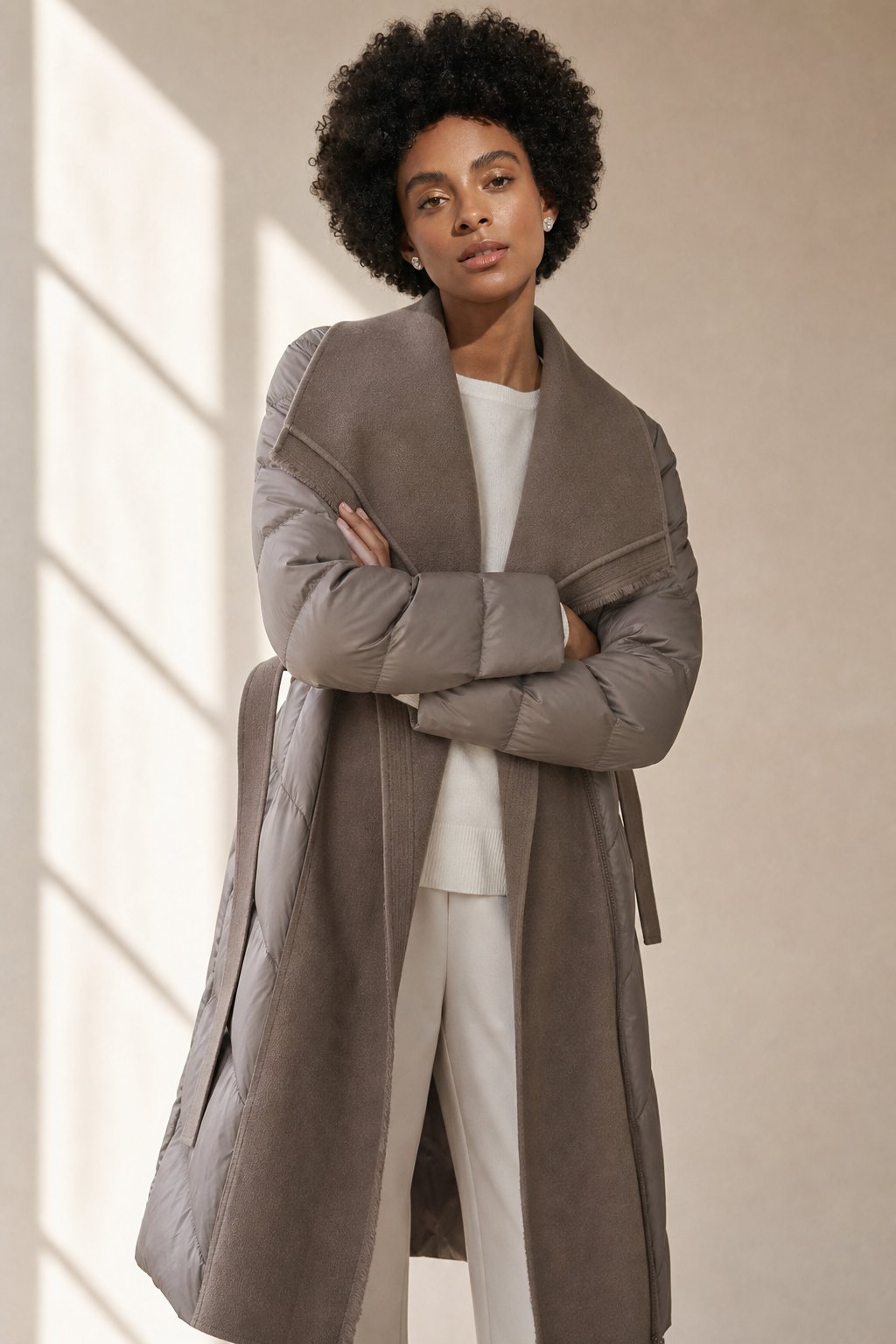 Margaux Wool-Trim Down Coat — Khaki, banana_republic product shot
