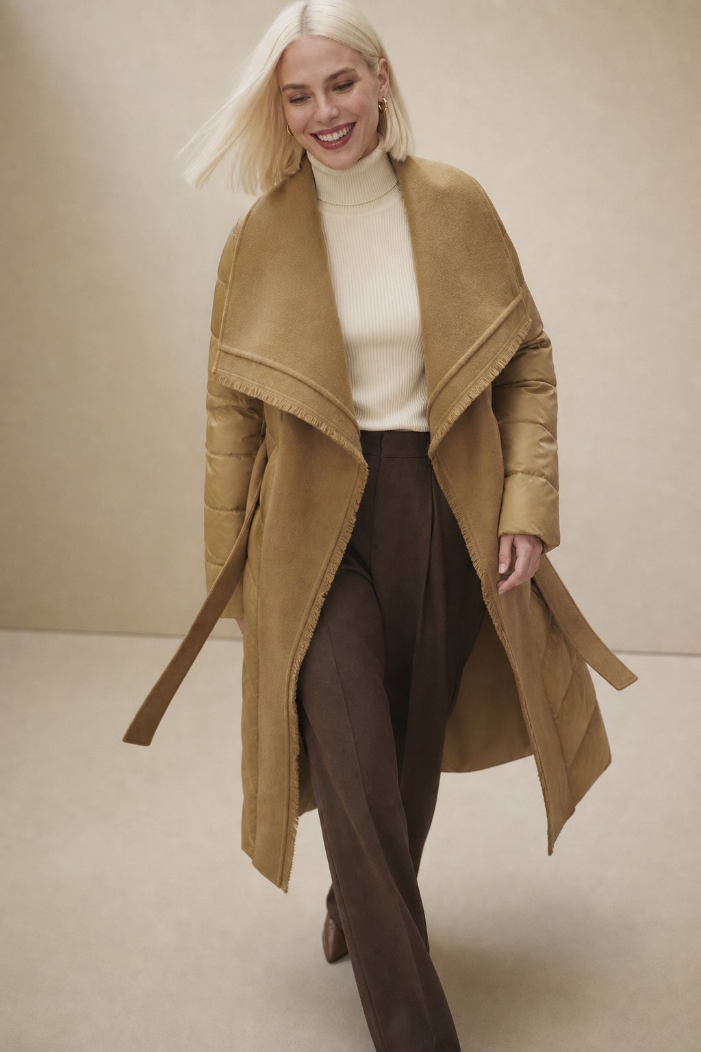 Margaux Wool-Trim Down Coat — Camel, banana_republic product shot