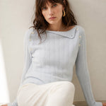 Maribel Buttoned Cashmere Sweater — Sky, banana_republic product shot