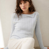 Maribel Buttoned Cashmere Sweater — Sky, banana_republic product shot