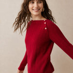 Maribel Buttoned Cashmere Sweater — Red, banana_republic product shot