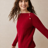 Maribel Buttoned Cashmere Sweater — Red, banana_republic product shot