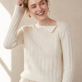 Maribel Buttoned Cashmere Sweater — White, banana_republic product shot
