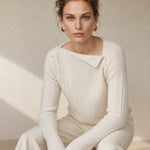 Maribel Buttoned Cashmere Sweater — White, banana_republic product shot