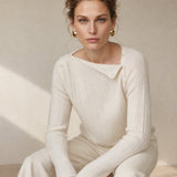 Maribel Buttoned Cashmere Sweater — White, banana_republic product shot