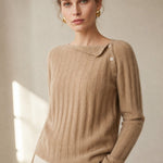 Maribel Buttoned Cashmere Sweater — Khaki, banana_republic product shot