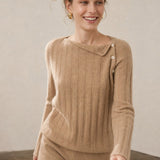Maribel Buttoned Cashmere Sweater — Khaki, banana_republic product shot