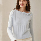 Maribel Buttoned Cashmere Sweater — Sky, banana_republic product shot