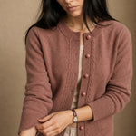 Maribelle Pearl Trim Cardigan — Purple, banana_republic product shot